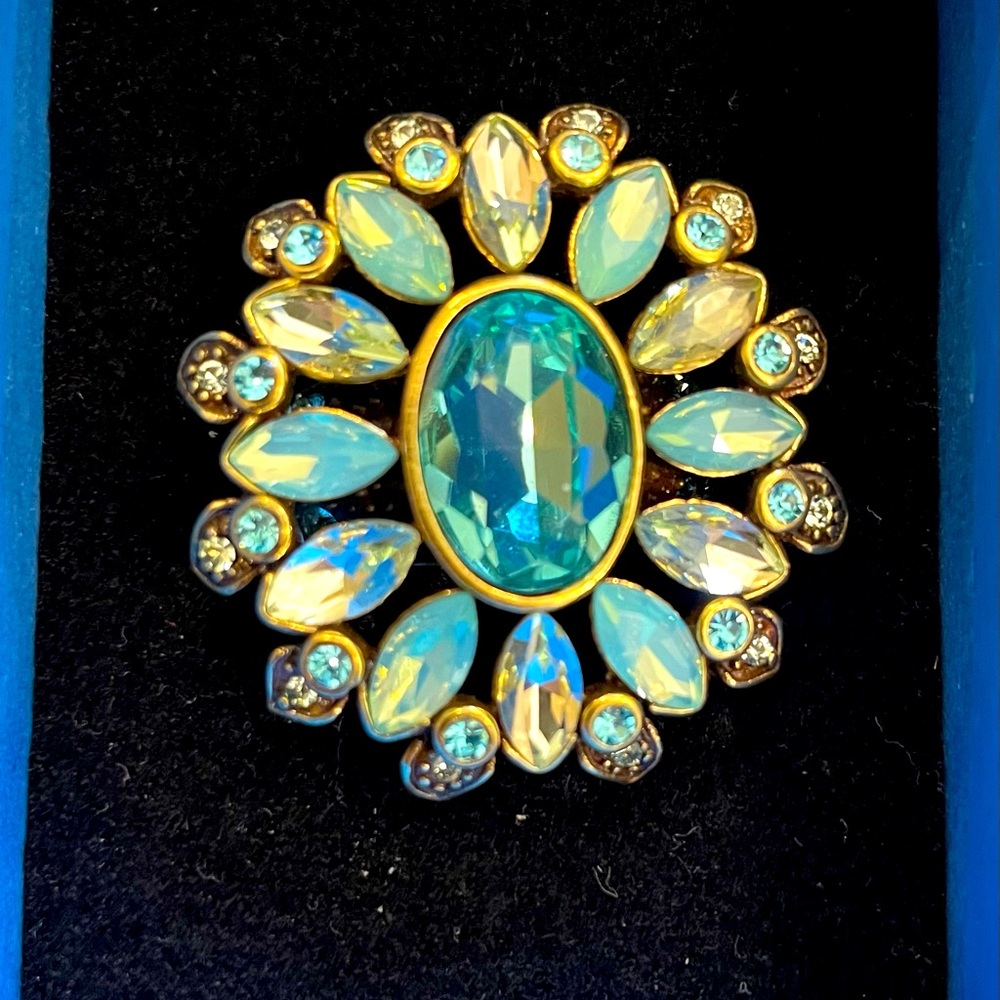 Heidi Daus Blue and Gold Statement Ring